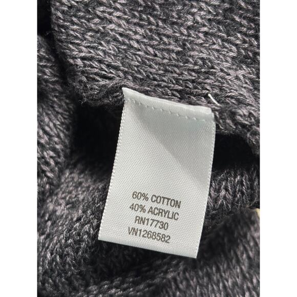 Converse All Star Gray Black Marl Open-Front Cable Knit Cardigan Sweater Size M - Picture 5 of 7